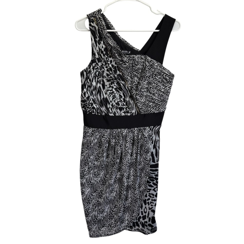 Allen B Schwartz Asymmetrical Black and White Dress. Size 6